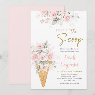 Ice cream Baby shower Meisje Invitation Kaart