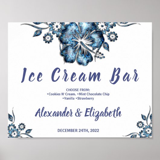 Ice Cream Bar Vrijgezellenfeest Weddenblauw Teken Poster (Voorkant)