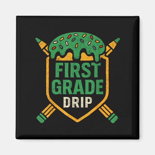 Ice Cream Baseball Drip First Grade Jongens Terug  Magneet (Voorkant)