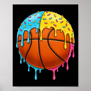 Ice Cream Basketball Drip met kleurrijke strooien Poster