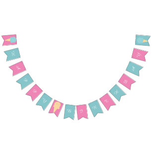 Ice Cream bevat roze blauwe, gelukkige verjaardag Vlaggetjes