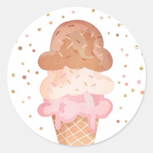 Ice Cream Birthday Envelope Seal Summer Sticker (Voorkant)