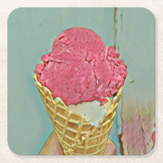Ice cream birthday gift vierkante kartonnen onderzetter