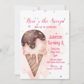 Ice Cream Birthday Invitation, 5e verjaardag Kaart (Voorkant)