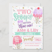 Ice Cream Birthday Invitation - Twins Two Scoops Kaart (Voorkant)