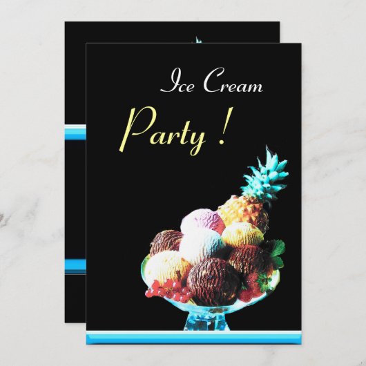 ICE CREAM BIRTHDAY PARTY 2 KAART (Voorkant / Achterkant)