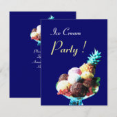ICE CREAM BIRTHDAY PARTY, blauw Kaart (Voorkant / Achterkant)