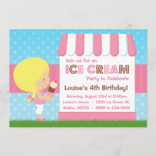 Ice Cream Birthday Party Blonde Hair Kaart