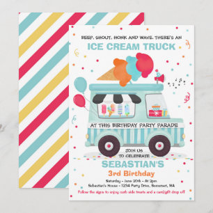 Ice Cream Birthday Party Drive beroemd gemaakt doo Kaart