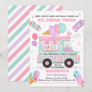 Ice Cream Birthday Party Drive beroemd gemaakt doo Kaart