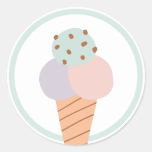 Ice Cream Birthday Party Favor Ronde Sticker