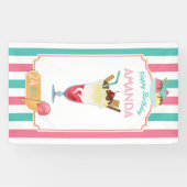 Ice Cream Birthday Party gepersonaliseerd Spandoek (Horizontaal)