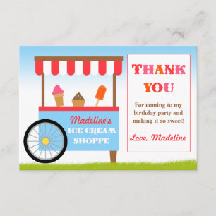 Ice Cream Birthday Party Hartelijk dank Kaart