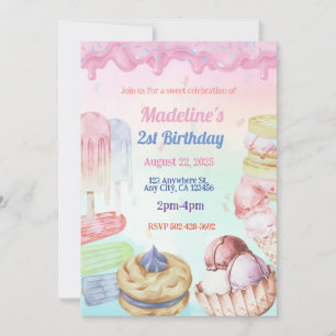 Ice Cream Birthday Party Invitation Feestdagenkaart