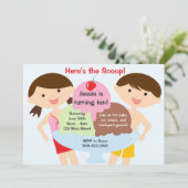 Ice Cream Birthday Party Invitation Kaart (Staand voorkant)