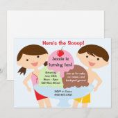 Ice Cream Birthday Party Invitation Kaart (Voorkant / Achterkant)