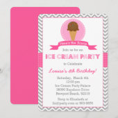 Ice Cream Birthday Party Invitation Kaart (Voorkant / Achterkant)