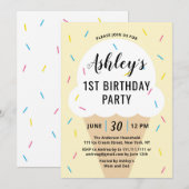 Ice Cream Birthday Party Invitation Kaart (Voorkant / Achterkant)