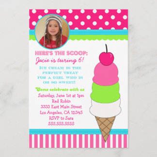 Ice Cream Birthday Party Invitation Kaart