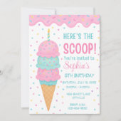 Ice Cream Birthday Party Invitation Kaart (Voorkant)