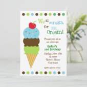 Ice Cream Birthday Party Invitations Boys Kaart (Staand voorkant)