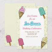 Ice Cream Birthday Party  Kaart (Voorkant / Achterkant)