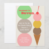 Ice Cream Birthday Party nodigt uit Kaart (Voorkant / Achterkant)