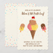 Ice Cream Birthday Uitnodiging (Voorkant / Achterkant)