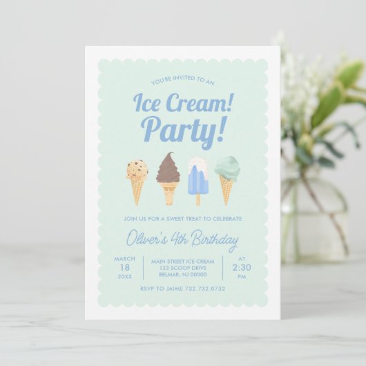Ice Cream Birthday Uitnodiging (Staand voorkant)