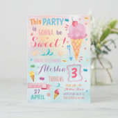 Ice Cream Birthday Uitnodiging (Staand voorkant)