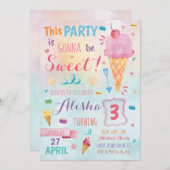 Ice Cream Birthday Uitnodiging (Voorkant / Achterkant)