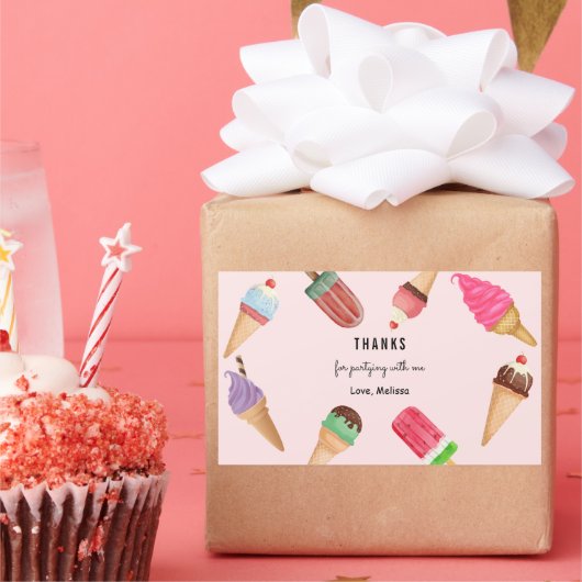 Ice Cream Blue Pink Popsics Rechthoekige Sticker (Feest)