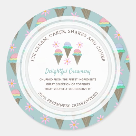 Ice Cream Business Custom Classic Round Sticker (Voorkant)