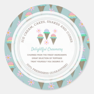 Ice Cream Business Custom Classic Round Sticker
