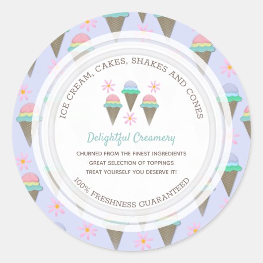 Ice Cream Business Custom Classic Round Sticker (Voorkant)