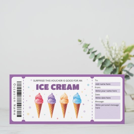 Ice Cream Cadeaubon Sjabloon, Sundae Lover Kaart (Staand voorkant)