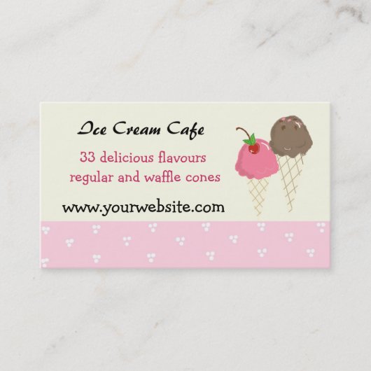 Ice Cream Cafe-ontwerp Visitekaartje (Voorkant)
