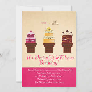 Ice Cream Cake Birthday Invitation Card Kaart