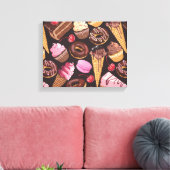 Ice Cream, Cake, Cupcakes en Cheesecake Delight Canvas Afdruk (Insitu (Woonkamer))