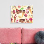 Ice Cream, Cake, Cupcakes en Cheesecake Delight Canvas Afdruk (Insitu (Woonkamer))