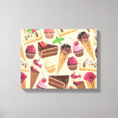 Ice Cream, Cake, Cupcakes en Cheesecake Delight Canvas Afdruk (Voorkant)