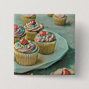 Ice cream cake vierkante button 5,1 cm