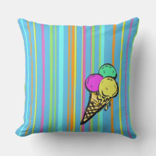 Ice Cream Cartoon Stripes Pattern Sierkussen