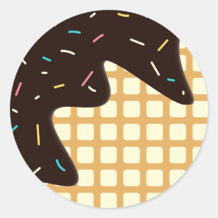 Ice Cream Chocolade Scratch zomer kegel Patroon Ronde Sticker
