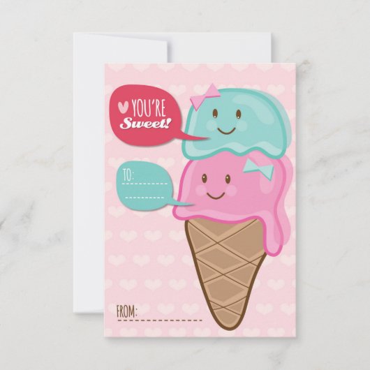 Ice Cream Classroom School Kinder Valentijnsdag Kaart (Voorkant)