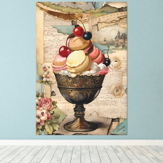 Ice cream  Collage Canvas Afdruk (Insitu (Houten vloer))