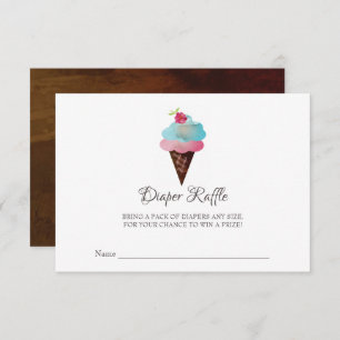 Ice Cream Cone Baby shower Diaper Raffle Kaart