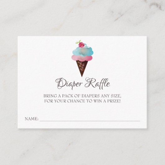 Ice Cream Cone Baby shower Diaper Raffle Ticket Informatiekaartje (Voorkant)