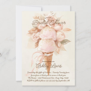 Ice cream cone boho Vrijgezellenfeest chic gold Kaart