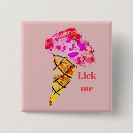 Ice Cream Cone-Button Vierkante Button 5,1 Cm (Voorkant)